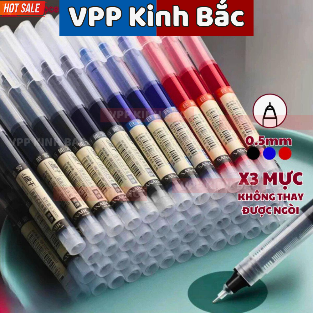 Combo 20 Stationery Large Tube Liquid Gel Pens, 0.5mm Nib 3 สี น้ําเงิน ดํา แดง G-03