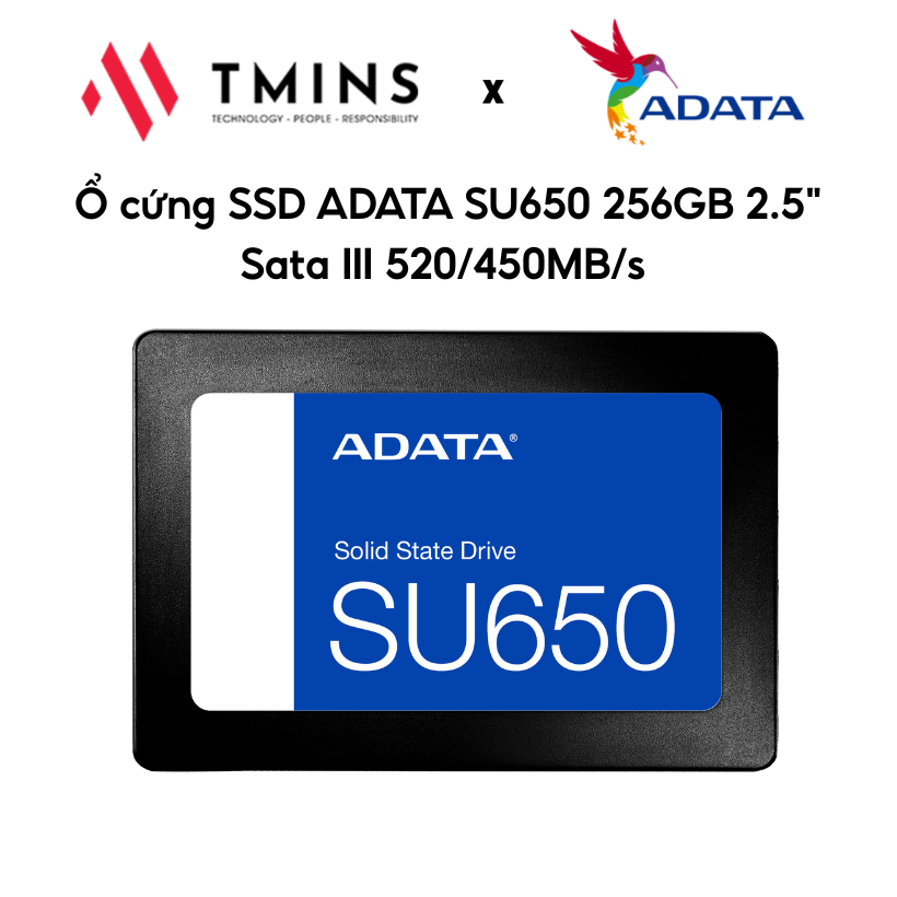 ADATA SU650 SSD ฮาร์ดไดรฟ์ 256GB, 512GB 2.5" Sata III 520/450MB/s - สินค้าของแท้