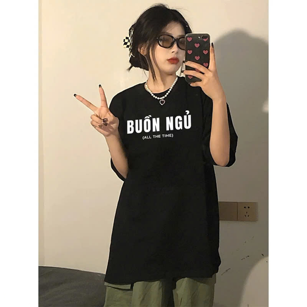 DLX เสื้อยืดผ้าฝ้าย 100% พิมพ์ลายตัวอักษร SLEEP ALL THE TIME