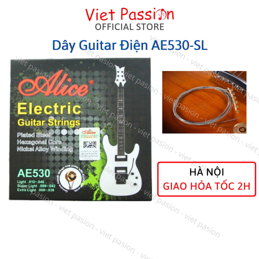 สายกีตาร์ไฟฟ้า Alice AE530 ของแท้ Set 6 สายกีต้าร์ Viet Passion HN