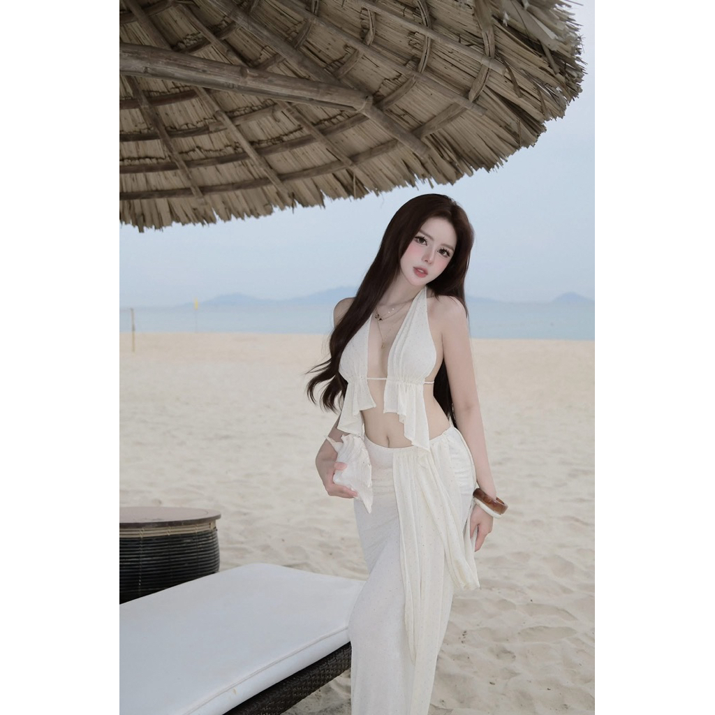 MPB ชุดคอปกยางยืดพร้อมกระโปรงดอท