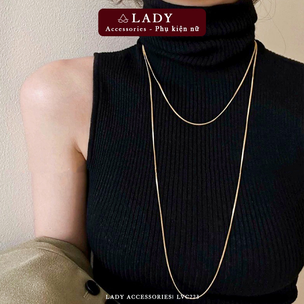 ดีไซน์ธรรมดาเรียบง่าย สร้อยคอไทเทเนียม 2 ชั้น สร้อยคอสไตล์เกาหลีเรียบหรู Lady LVC223