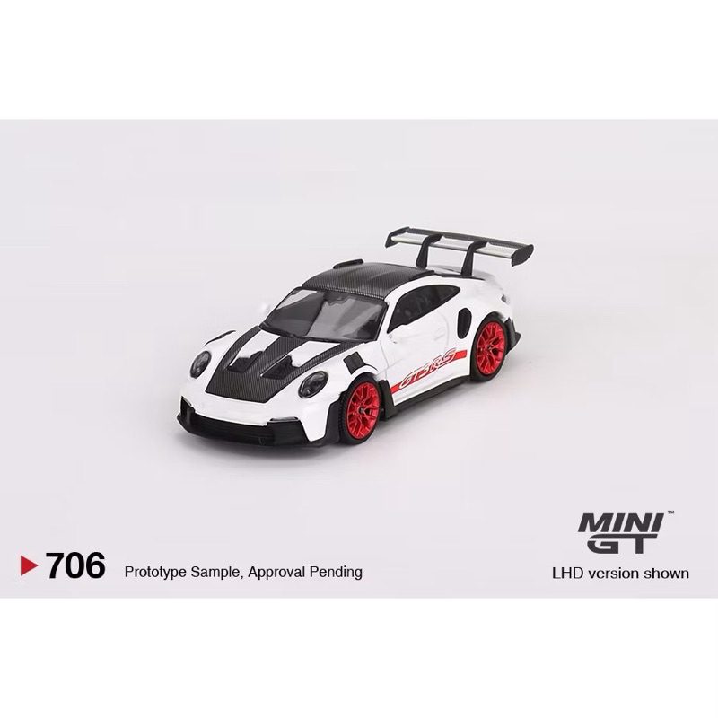 Mohinhxeps-1/64_ MINI GT 706 Porsche 911 (992) GT3 RS Weissach Package สีขาว พร้อม Pyro Red