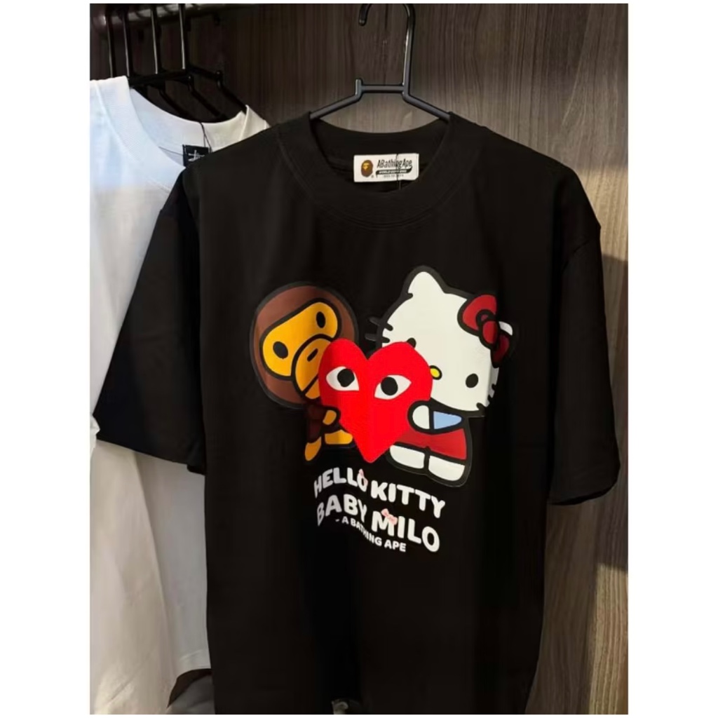 เสื้อยืด Hello Kitty x Bape Millo ผ้าคอตตอน 2 ทางสุดเท่ - เสื้อยืด Hello Kitty x Bape - Repsaigon