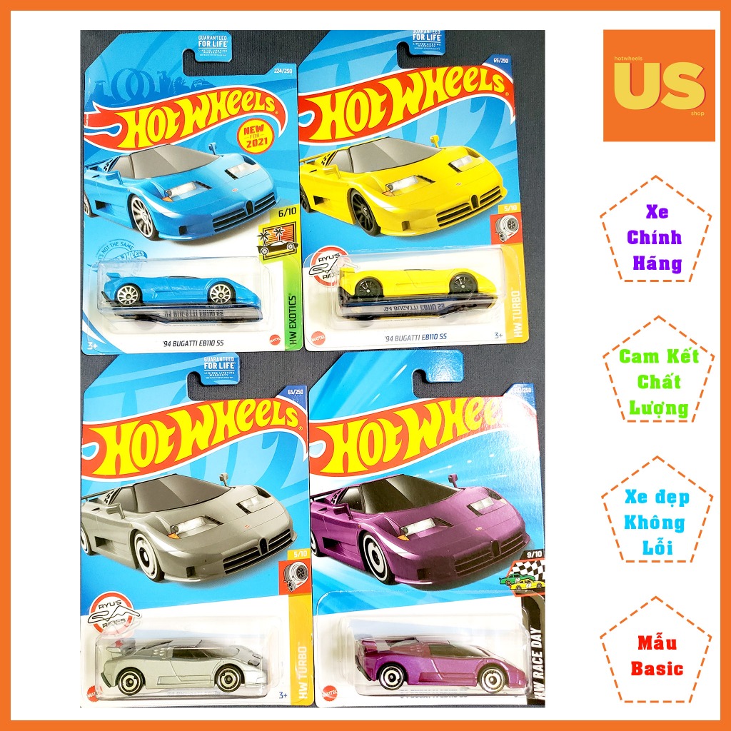 Hot Wheels 94 Bugatti EB110 SS Model Car สีม่วง, น้ําเงิน, เหลือง, เทา ของแท้ US