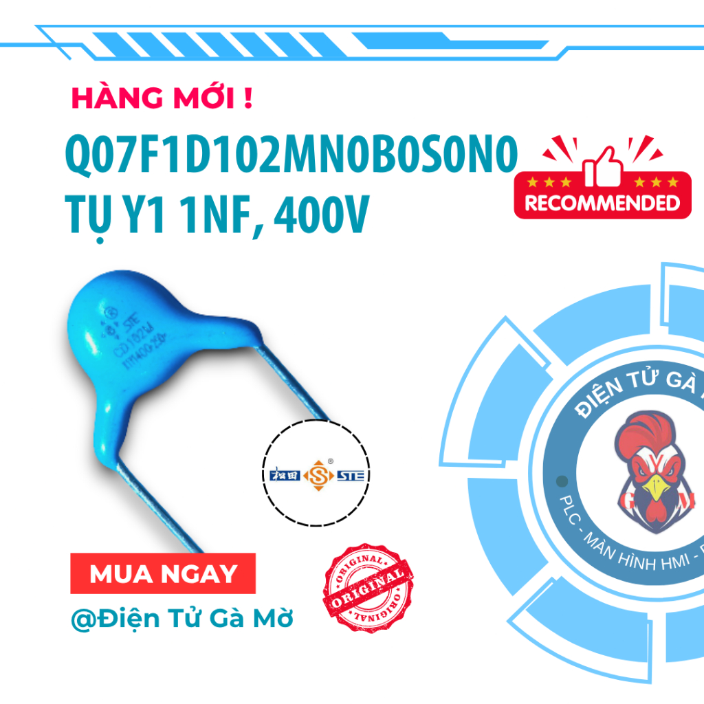 [1 CON] Y1 Power Filter Safety Capacitor, Y1 Capacitor 1nF, 400V Q07F1D102MN0B0S0N0 ของแท้ 100% STE