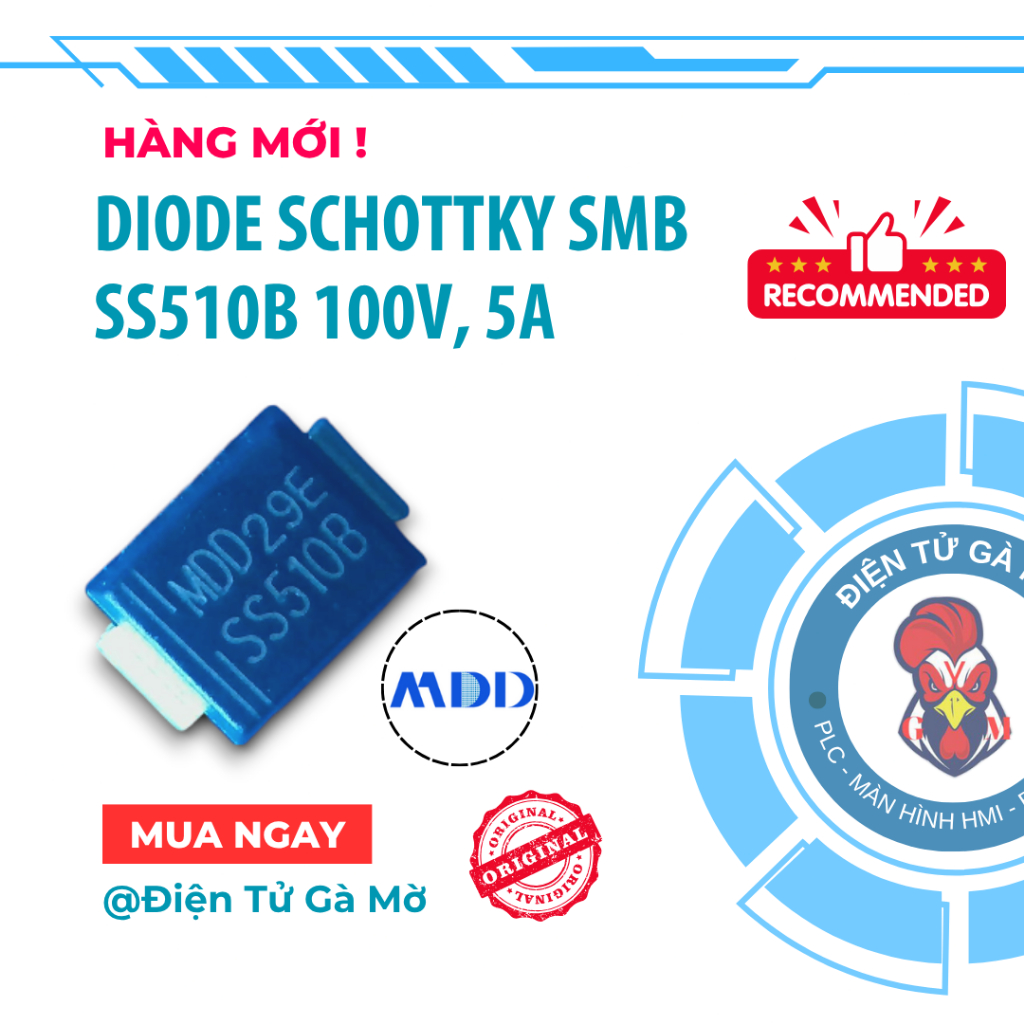 [1 CON] Schottky Diode Paste, SS510B SS510 100V, 5A SMB, MDD ของแท้ 100%