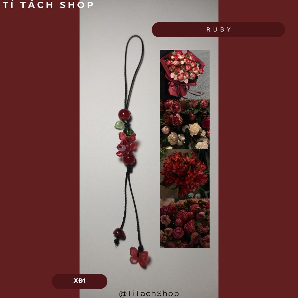 RUBY สายห้อยโทรศัพท์แฮนด์เมด พวงกุญแจ XD1
