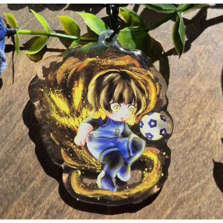 พวงกุญแจอีพ็อกซี่ Blue Lock Itoshi Sae และ Rin, Nagi และ Bchira และฟุตบอลล็อคสีน้ําเงินทํามือ