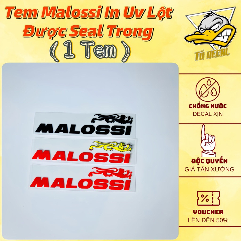 สติ๊กเกอร์โลโก้ Malossi วัสดุรูปลอกพิมพ์ลาย Uv ซีลลอกได้ในภาพ ทนทาน กันน้ํา – MinhTuDecal ราคา ถูกที่สุด ดีลบีเคเค