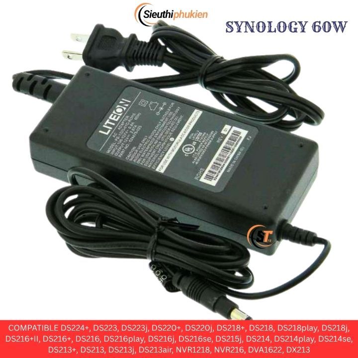 Nas Synology อะแดปเตอร์ไฟ DS224+, DS223, DS223j, DS220+, DS220j, DS218+, DS218play, DS218j, Synology