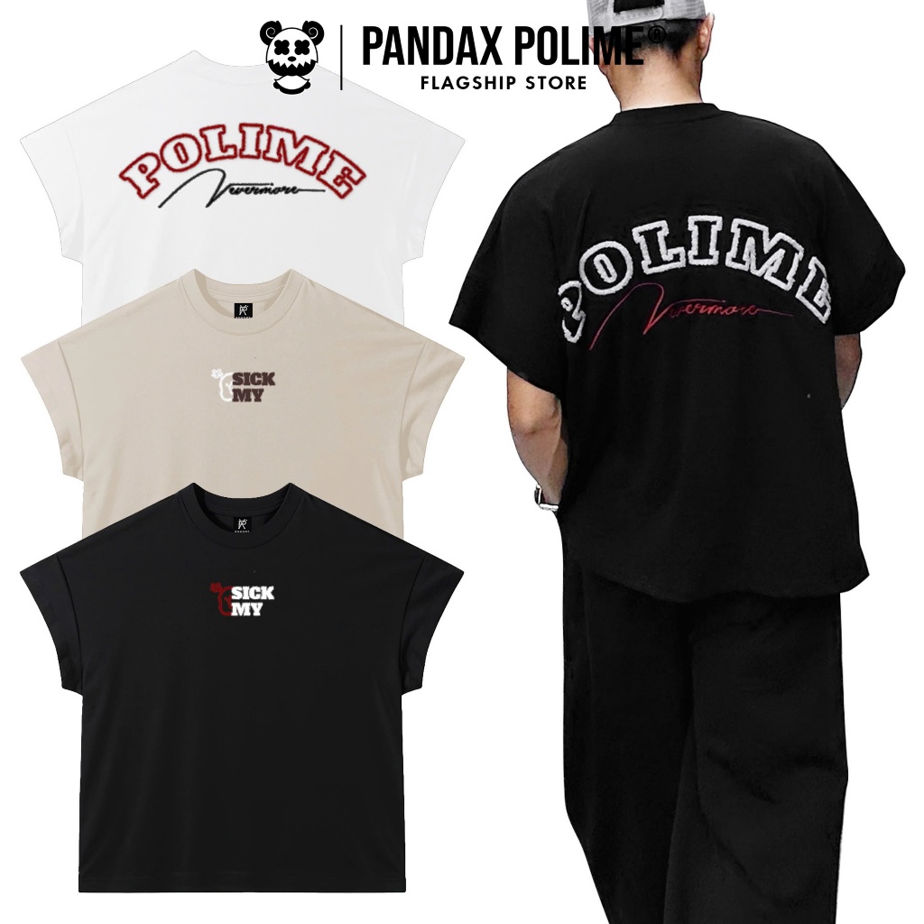 Big boxy cotton batwing เสื้อยืด 280gsm ปัก oversize tee แบรนด์ท้องถิ่น bigsize pandaxvn polymer