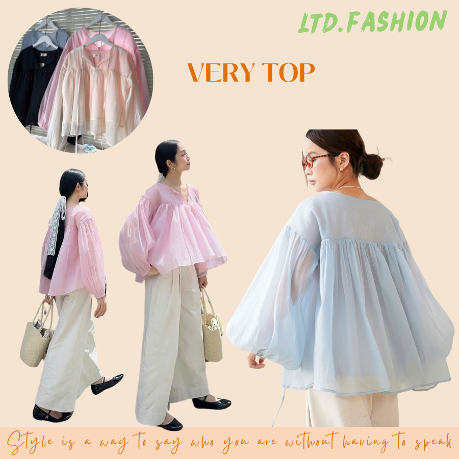 เสื้อเชิ้ต BABYDOLL แต่งพัฟ - LTD.FASHION - เวอร์รี่ท็อป