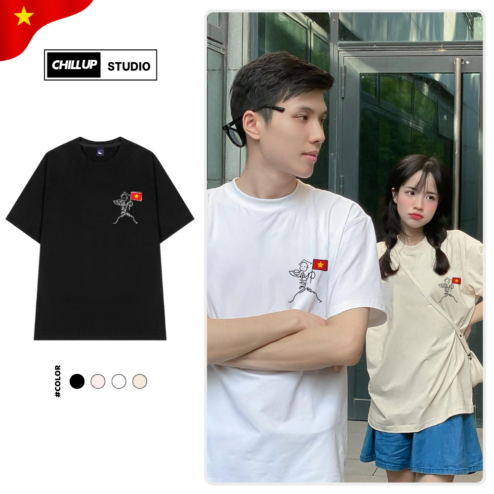 Oversize ChillUp Studio เสื้อยืด BST37 ทรัมเป็ตอิสระผ้าฝ้ายนุ่มสําหรับผู้ชายและผู้หญิงแขนหลวม Street