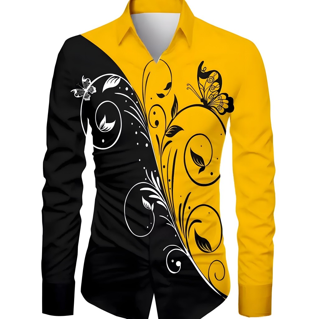 เสื้อเชิ้ตแขนยาวผสมลวดลายสีเฉพาะ - N85