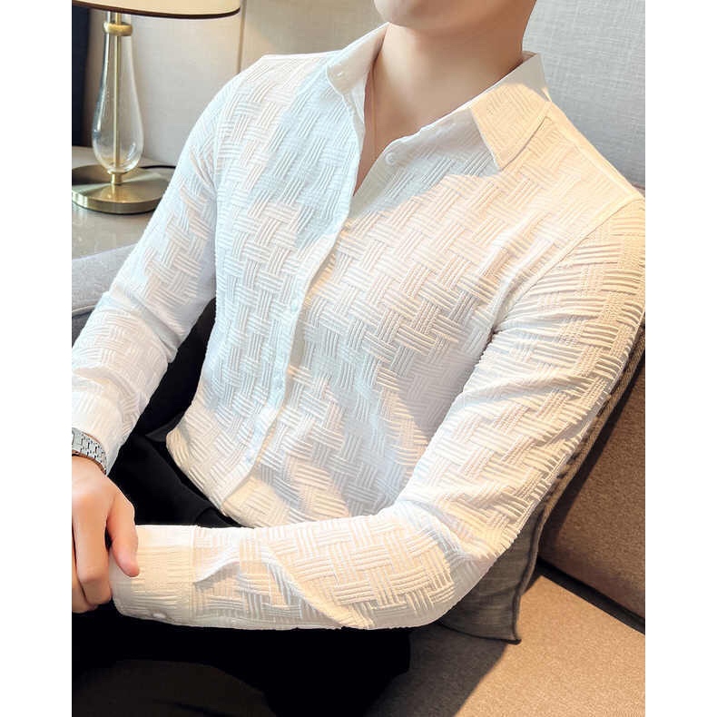 เสื้อเชิ้ตแขนยาวผู้ชายนุ่มโปร่งสบาย - N75