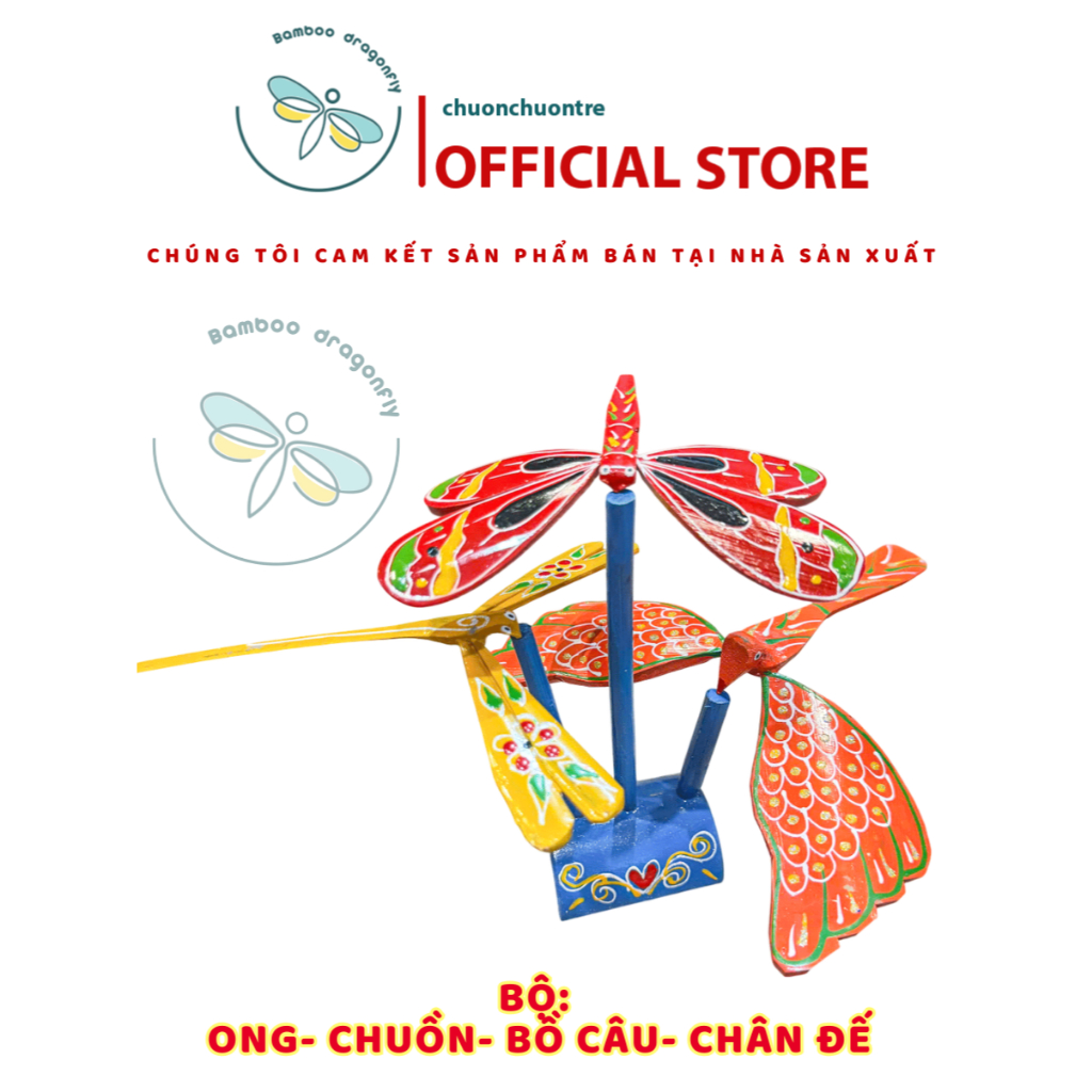 SET OF 3 BAMBOO DOVES - BAMBOO BEES - BAMBOO DRAGON - STANDS