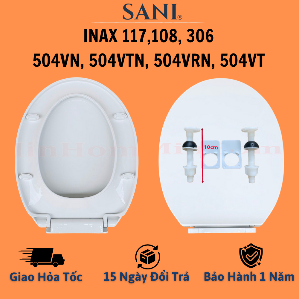 ฝาส้วมปิดนุ่มนวล Inax แทนที่รหัส 306,117,108, 504VTN, 504VT, 504VRN, 504VN - กันเหลือง