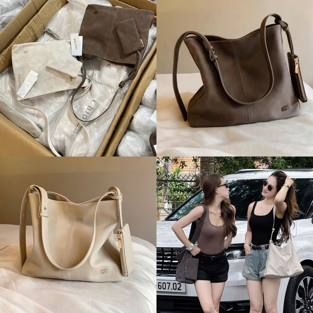 [ Express SG ] Chio Bigsize Tote Bag Suede Size 33cm Super Quality Vintage Color Tone