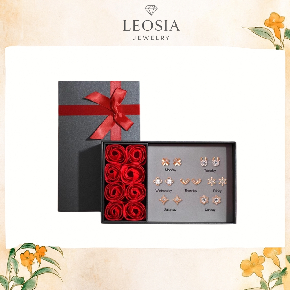 LEOSIA JEWELRY LA16 ชุดต่างหู One Week หรูหราและมีเกียรติเป็นของขวัญสําหรับคนรัก