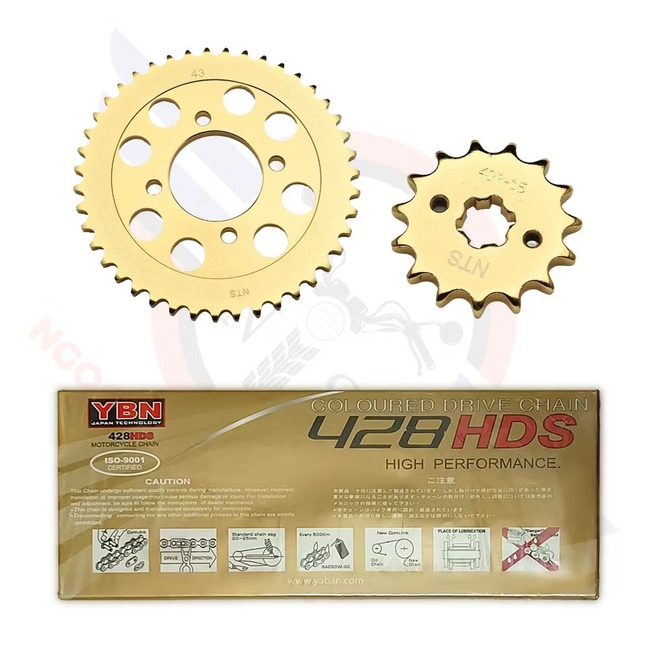 Yamaha YB125, YB 125, YBR125 ชุดสเตอร์ดิส สีดํา 14 x 43 NTS - ngochanh_shop