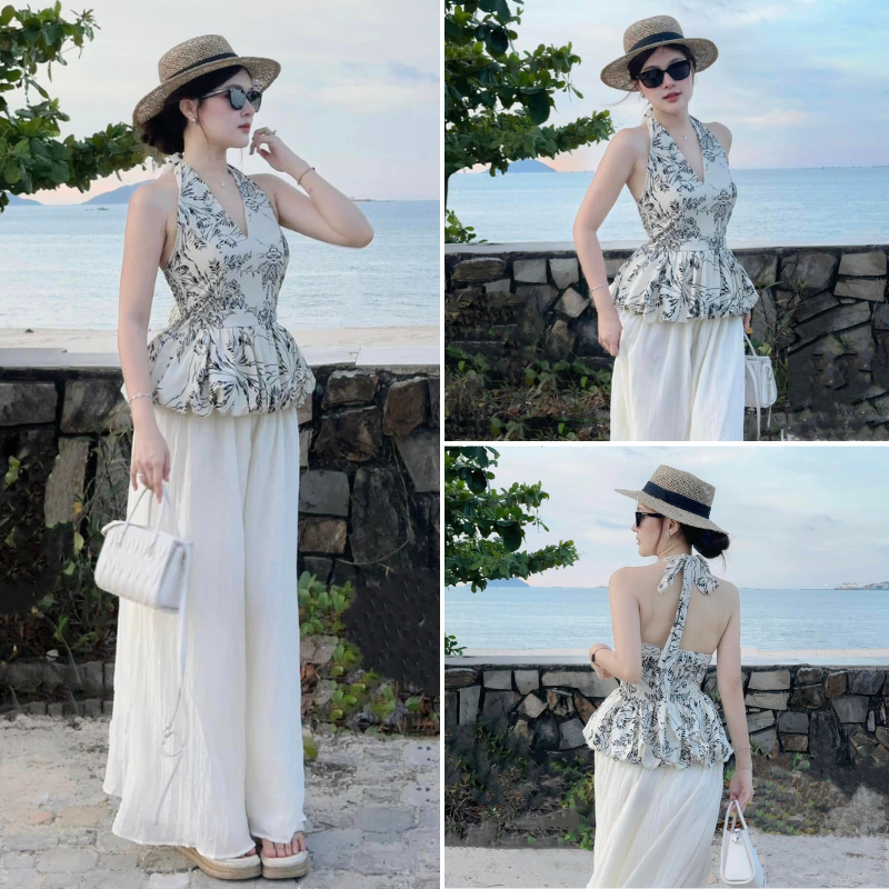 [AVAILABLE/AVAILABLE] ชุดยกทรงลายเปลือยสุดน่ารักพร้อมกางเกงชายหาด 2 ชั้น MS93