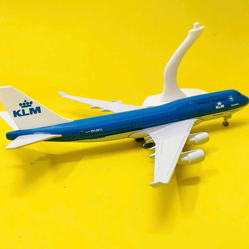 BOEING B747-400 KLM AIRLINES PLANE รุ่น 1:400 20 ซม. คุณภาพสูงผงเคลือบ, MONIFIED ALLOY