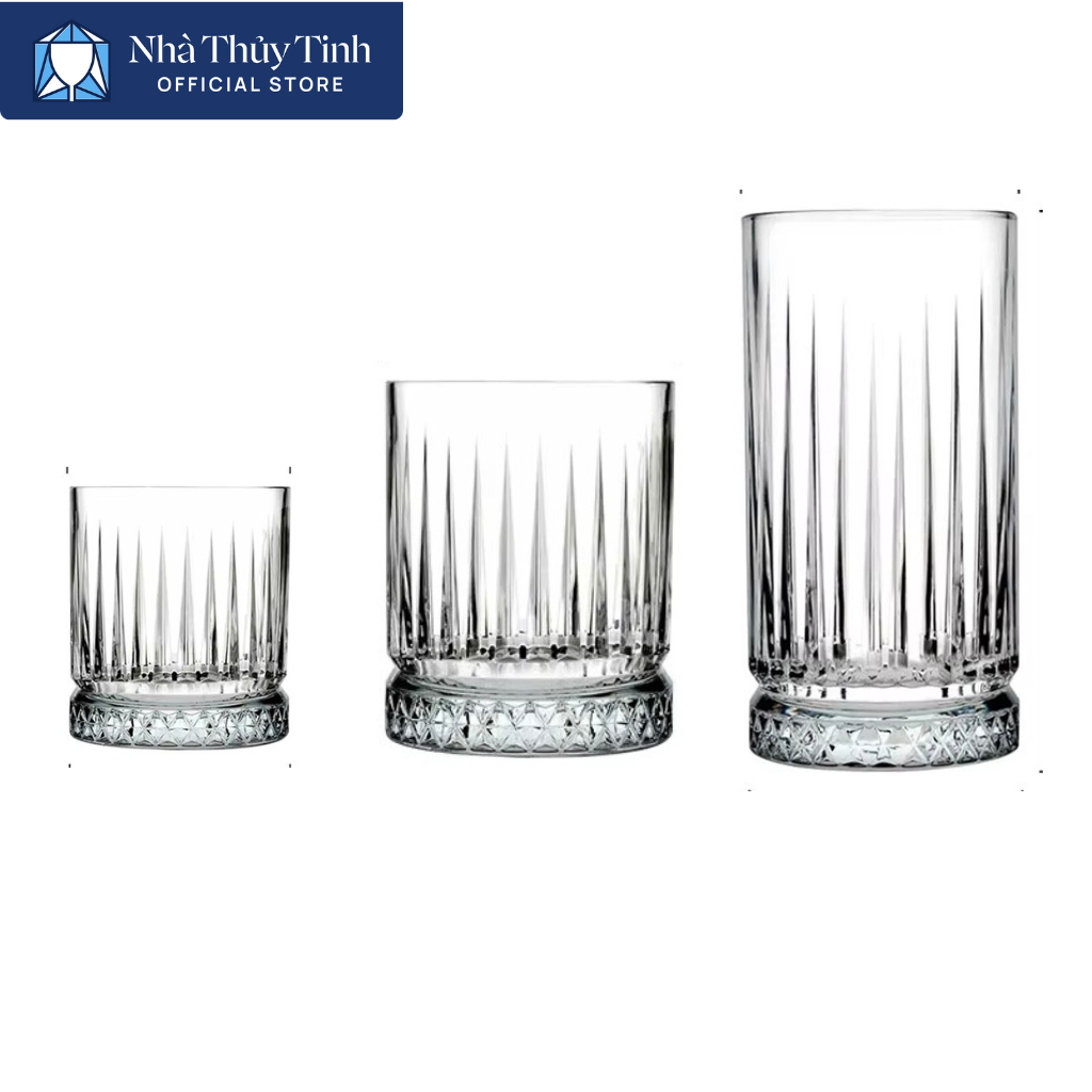 ถ้วยแก้วฐานเพชรพร้อมเทป BODY 6408J-6412J-8415J ความจุ 250ML-340ML-450ML