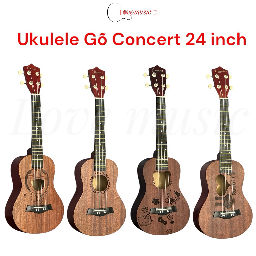 Love Music Natural Wood Concert Ukulele (กีต้าร์ 23 นิ้ว)