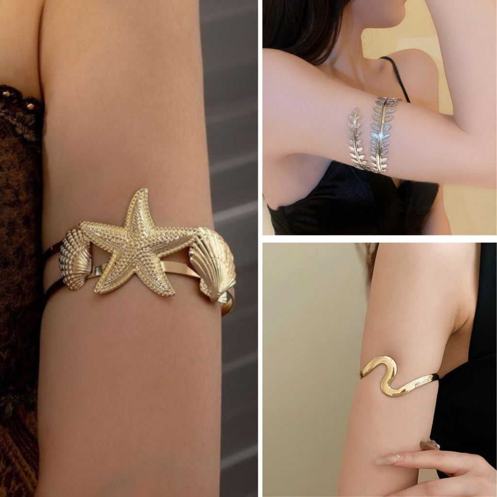 Coquette สร้อยข้อมือ bicep ชายหาดของผู้หญิง, อุปกรณ์เสริมสร้อยข้อมือหอยชายหาดแบบปรับได้ Her Accessor