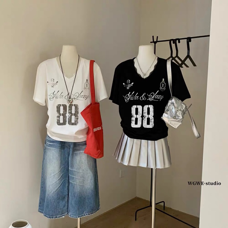 [มีจําหน่าย] เสื้อยืดเบอร์ 88 คอปกลูกไม้ส่วนบุคคล ฟรีไซส์ WG.WE