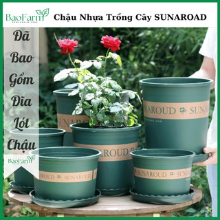 Chậu Nhựa Trồng Cây SUNAROUD Cao Cấp (Chậu Kèm Đĩa Lót Chậu) - BaoFarm
