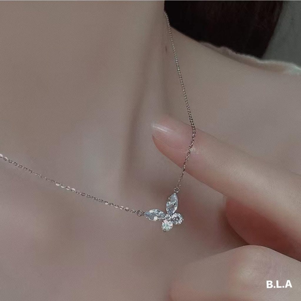 สร้อยคอแฟชั่นผู้หญิงพร้อมจี้ Phalaenopsis ทําจากเงิน s925 SA0105 - เงินเครื่องประดับ PKG