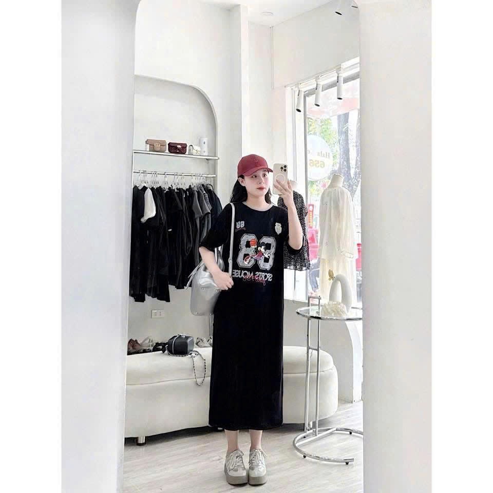 Gemmy House เดรสยาวผ้าฝ้ายทรงตรงพิมพ์ลายมิกกี้ 88 ฟอร์ม 40-75kg