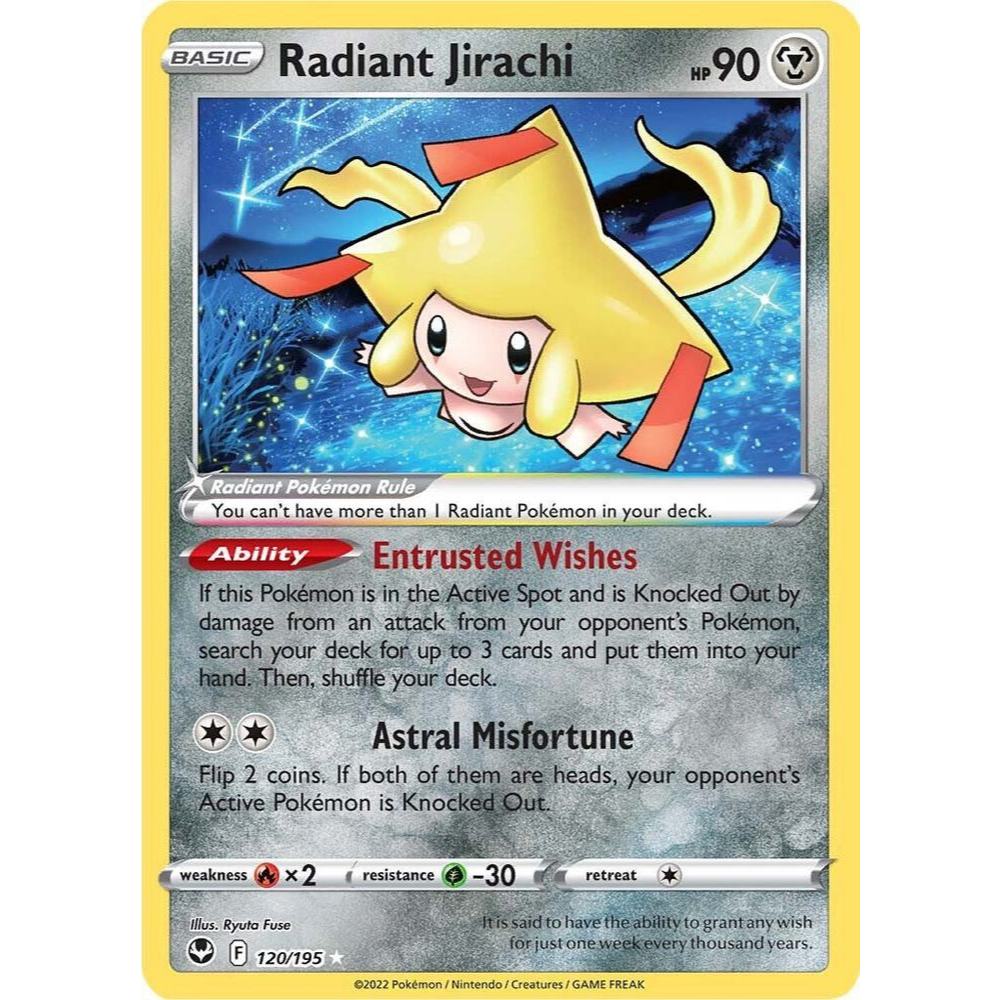 [ของแท้] [ENG] POKEMON Card /Card Game - Radiant Jirachi - 120/195 - SWSH12: Silver Tempest