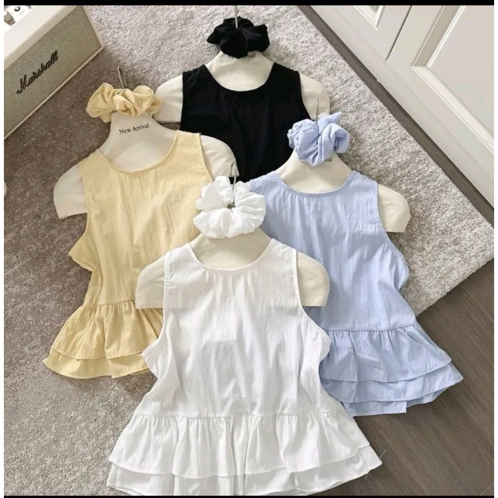 BEAUTIFUL, SHINY 2-LAYER ROUND-NECKLACE BABYDOLL SHIRT