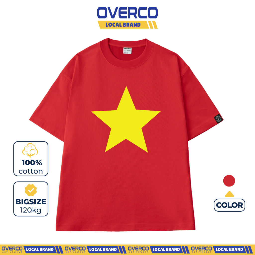 เสื้อยืด Unisex Red Flag Yellow Star Big Star V2 ผ้าคอตตอนเนื้อนุ่ม เท่ๆ Overco Brand - O1A139