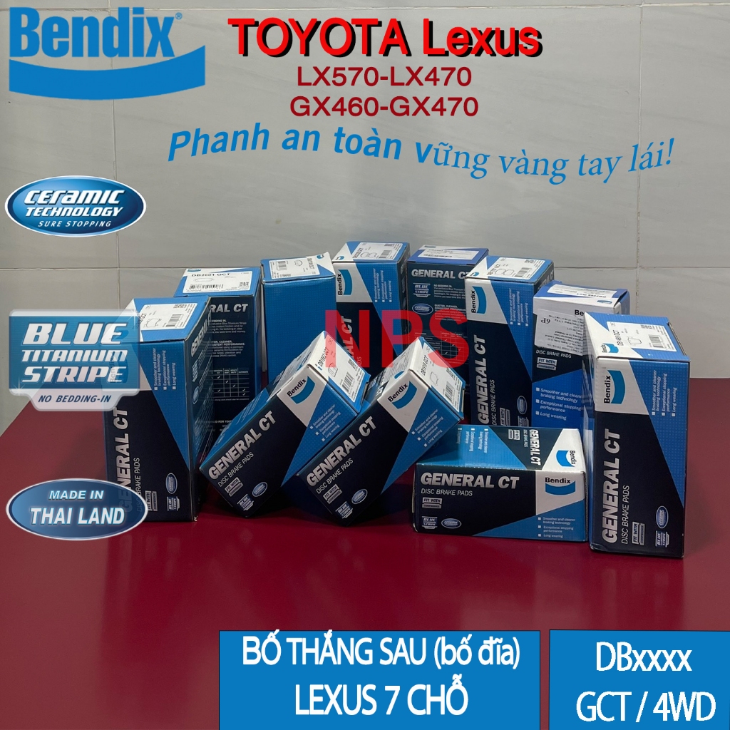 ผ้าเบรคหลัง (ผ้าดิส/ผ้าเบรค) LEXUS LX570, LX470, GX460(4.6), GX470(4.7) (Bendix)