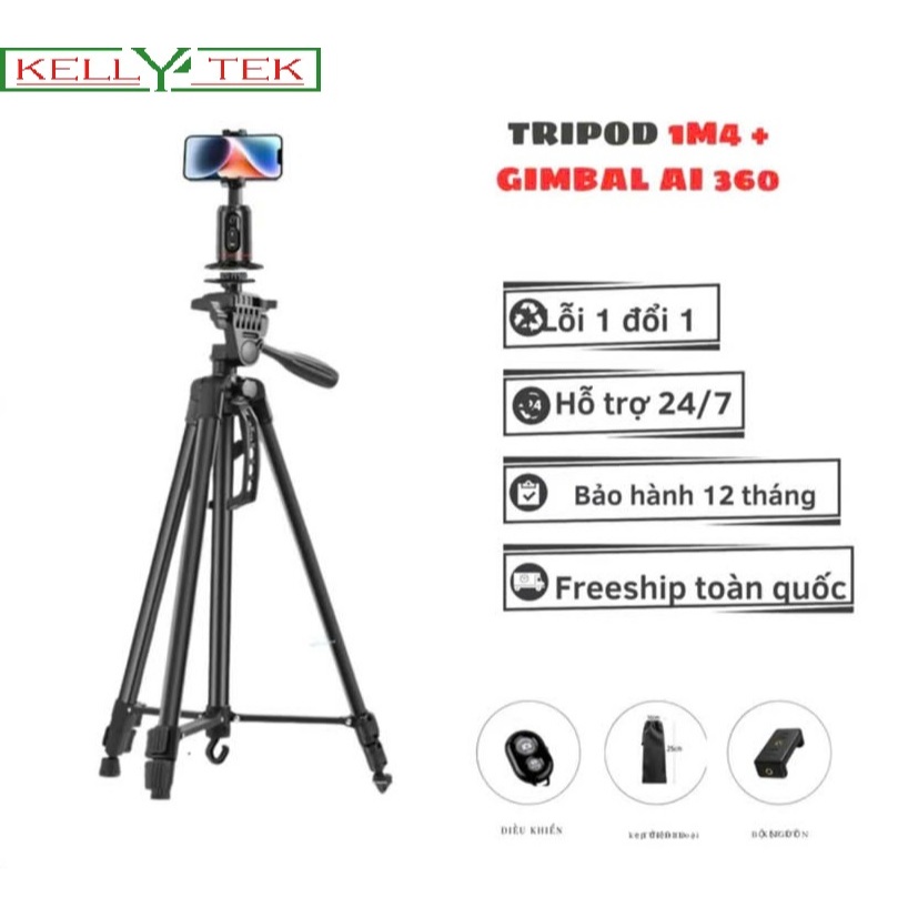 [COMBO TRIPOD 1M4 + GYMBAL Q02] โทรศัพท์ TRIPOD และกล้อง TRIPOD บันทึกวิดีโอ AI อัจฉริยะ