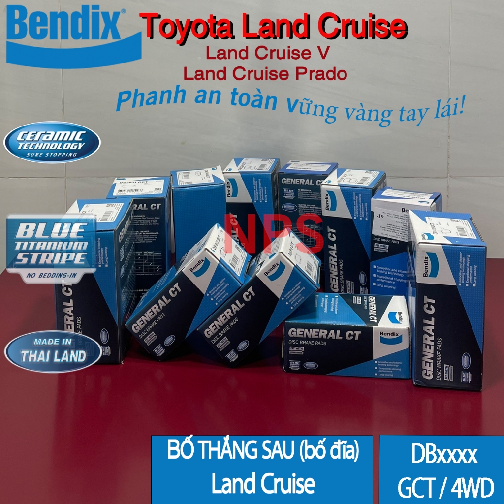 ผ้าเบรคหลัง (ผ้าดิส/ผ้าเบรค) TOYOTA Land Cruise V8, Land Cruiser, Prado (Bendix)