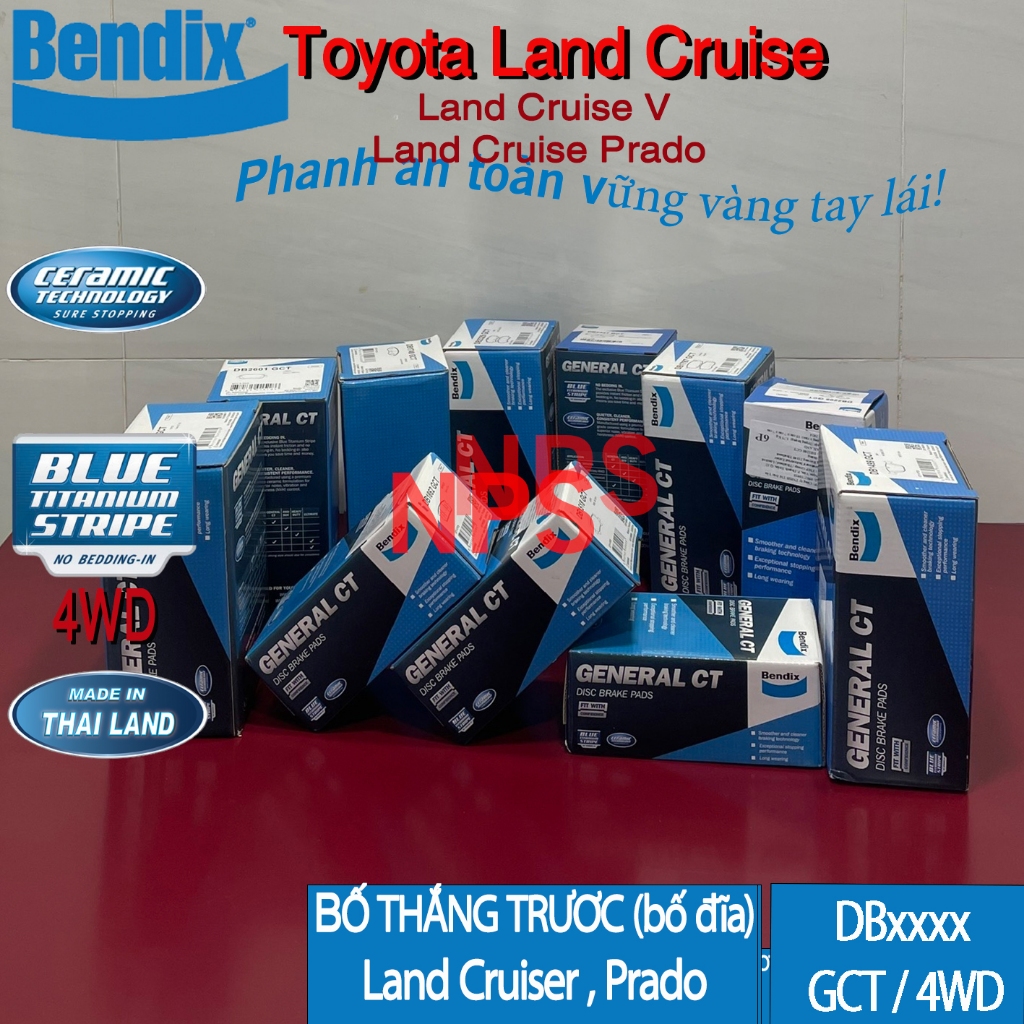 ผ้าเบรคหน้า (ผ้าดิส/ผ้าเบรค) TOYOTA Land Cruiser V8, Land Cruiser Prado (Bendix)