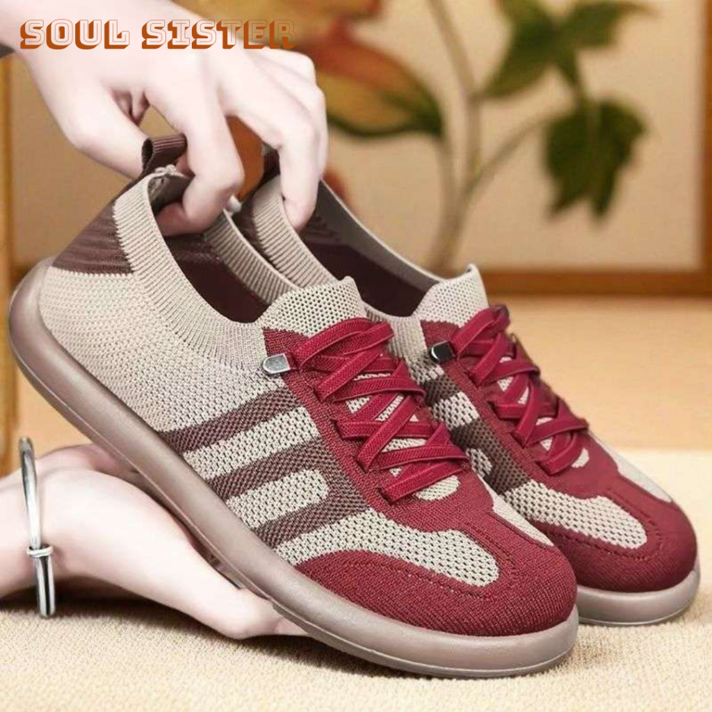 Soul Sister รองเท้าโลฟเฟอร์ผู้หญิงผ้าถักระบายอากาศสบายสไตล์ไดนามิกอ่อนเยาว์