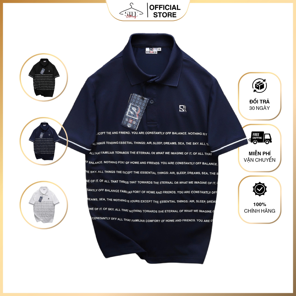 เสื้อโปโลผู้ชาย BASIC SRB TEXT ผ้าคอตตอนหกเหลี่ยม คุณภาพสูงสุด หรูหรา - 5Tee Clothing