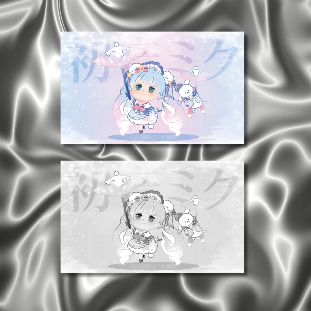 ️ DOUBLE-SIDED CORNERED CARD 5.5CM x 9CM YUKI MIKU – SNOW MIKU VOCALOID – TK SHOP