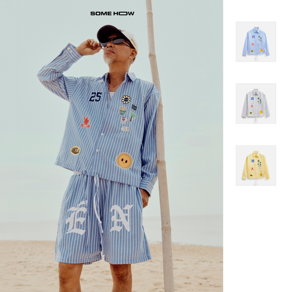 เสื้อ Boxy Stripes Athletic * Swallow Col 25 ผ้าคอตตอนใส่สบาย SM0173 SOME HOW STORE