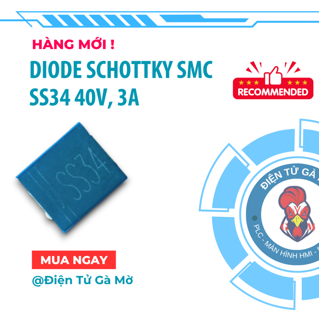 [1 CON] Schottky Diode Paste, SS34 40V, 3A SMC นําเข้าใหม่