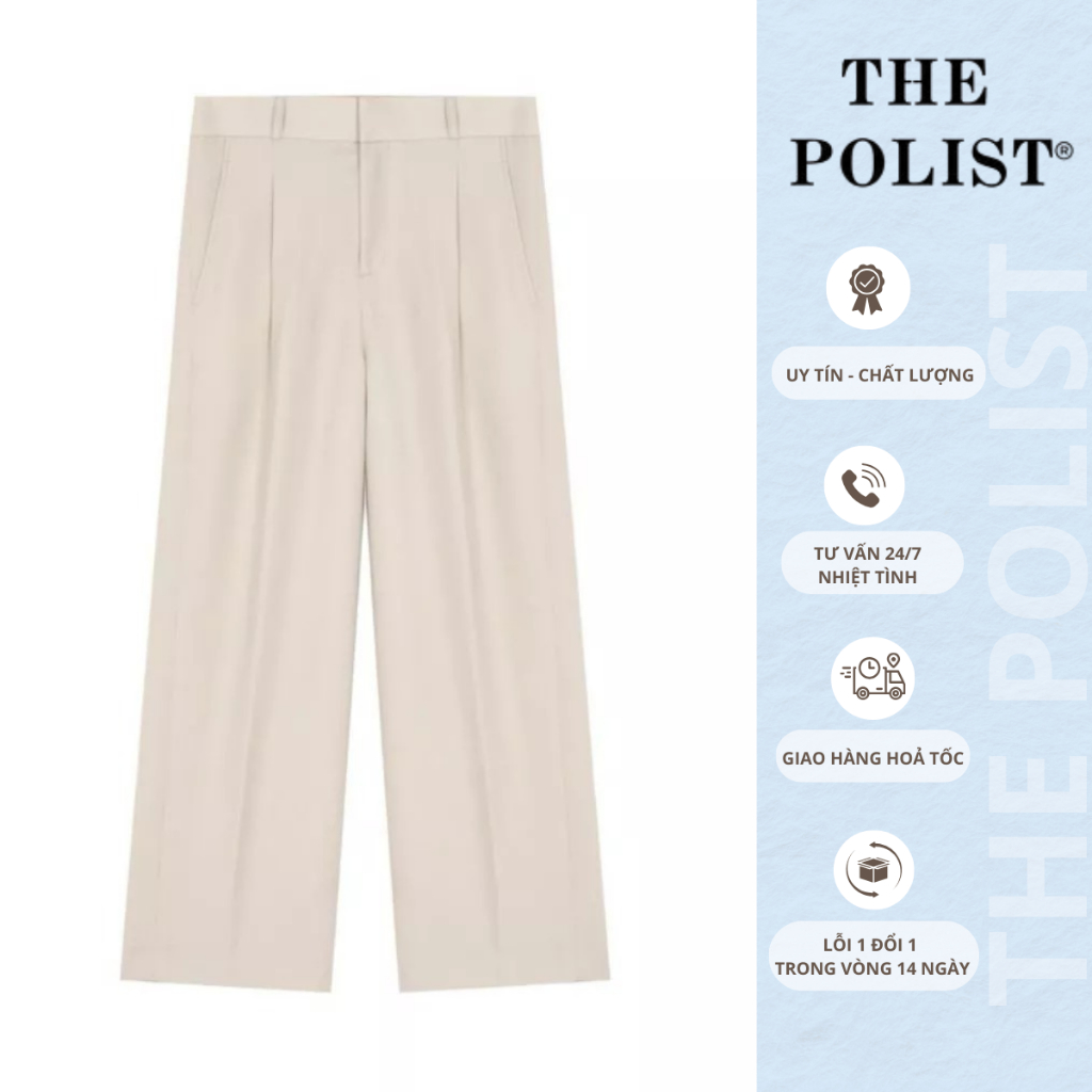 LUXURY THE POOLIST BEIGE STRAIGHT-TUBE TROUSERS - คุณภาพสูง - Q03