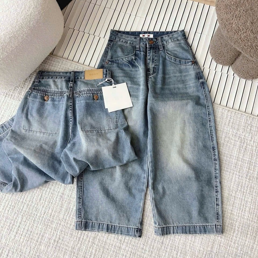 HMP JEANS - BLUE MAC LEATHER BAGGY JEANS BASIC BUTTONS สําหรับผู้หญิง