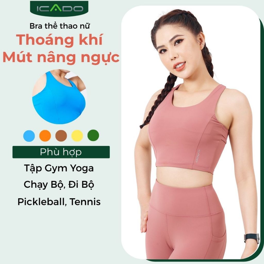 ICADO AT10 Womens Yoga Gym Bra Underarm Cushion Bra 4-Way Stretch Sports Bra เสื้อผ้าออกกําลังกายระด