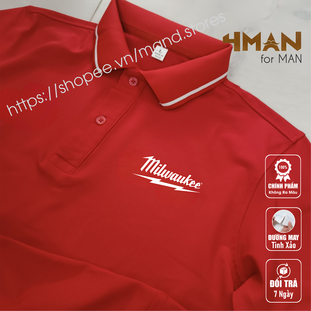 เสื้อยืดโปโล Milwaukee - ผ้าจระเข้ CVC พรีเมี่ยม หนา เนียน เย็นสบาย - สีทนทาน - ต่อต้านริ้วรอย - 4Man Store